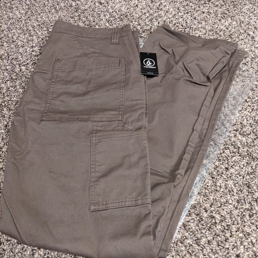 VOLCOM Mens Tustin Utility Flat Front Pant [NEW] NWT - Brown Chino Skate Pants